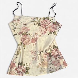 Zara Cream Floral Camisole with Pink and Green Accents